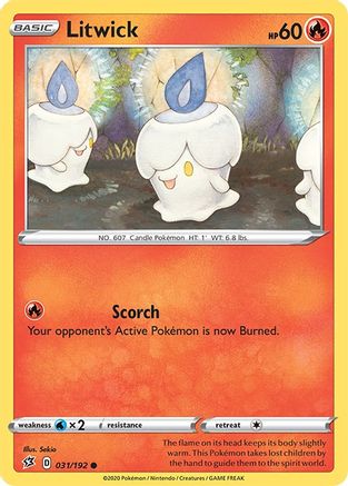 Litwick 031/192  - Reverse Holofoil SWSH02 Rebel Clash - Common