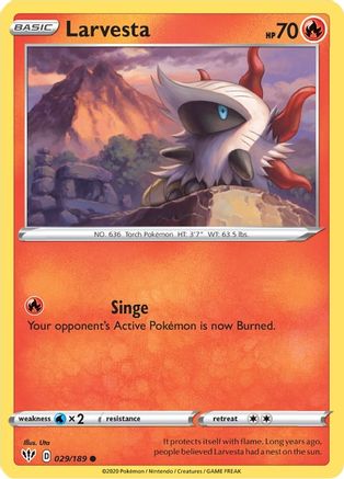 Larvesta 029/189  - Reverse Holofoil SWSH03 Darkness Ablaze - Common
