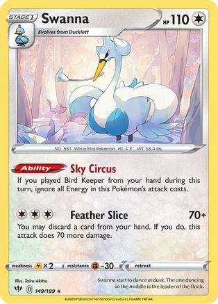 Swanna 149/189  SWSH03 Darkness Ablaze - Rare