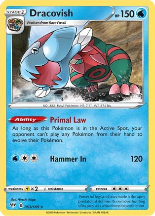 Dracovish 053/189  - Holofoil SWSH03 Darkness Ablaze - Holo Rare