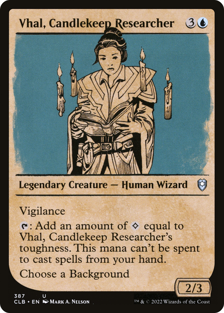 Vhal, Candlekeep Researcher (Showcase) (CLB-387) - Commander Legends: Battle for Baldur's Gate: (Showcase) Foil