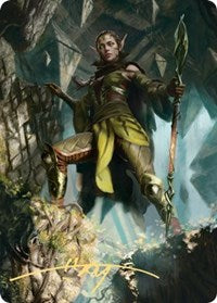Nissa of Shadowed Boughs Art Card (5/81) (Gold-Stamped Signature) (5) [Art Series: Zendikar Rising]