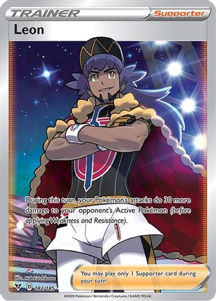 Leon (Full Art) 182/185  - Holofoil SWSH04 Vivid Voltage - Ultra Rare