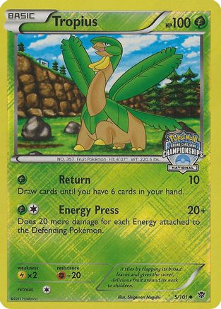 Tropius 005/101  - Reverse Holofoil League & Championship Cards - Promo