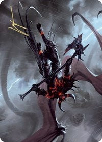 Burning-Rune Demon Art Card (Gold-Stamped Signature) (20) [Art Series: Kaldheim]