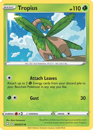 Tropius 005/072  - Reverse Holofoil Shining Fates - Uncommon
