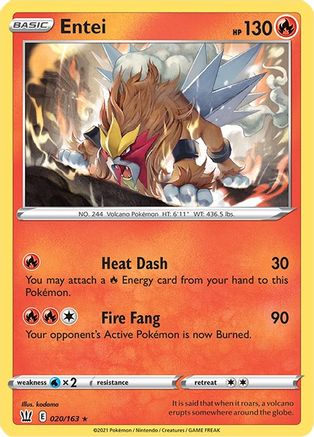 Entei 020/163  - Holofoil SWSH05 Battle Styles - Holo Rare