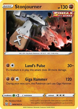 Stonjourner 084/163  - Reverse Holofoil SWSH05 Battle Styles - Rare