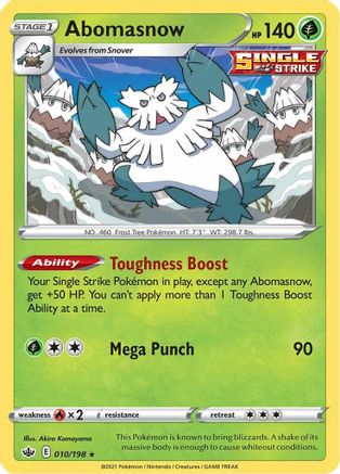 Abomasnow 010/198  SWSH06 Chilling Reign - Rare