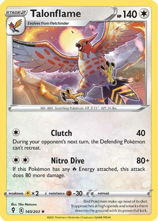 Talonflame 140/203  SWSH07 Evolving Skies - Rare