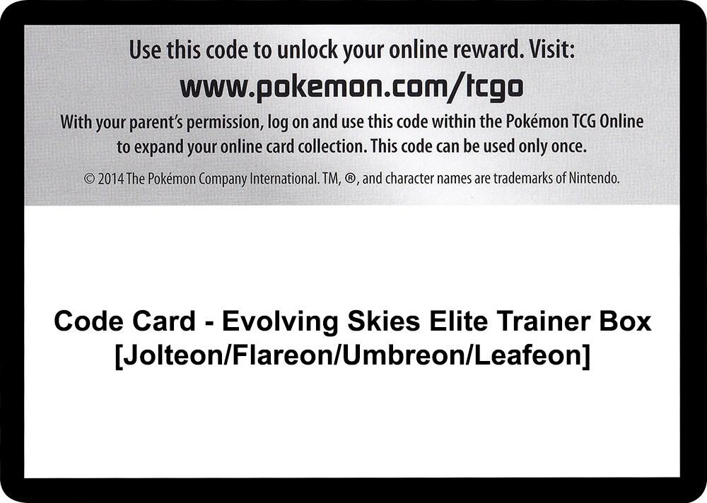 Code Card - Evolving Skies Elite Trainer Box [Jolteon/Flareon/Umbreon/Leafeon] [SWSH07: Evolving Skies]