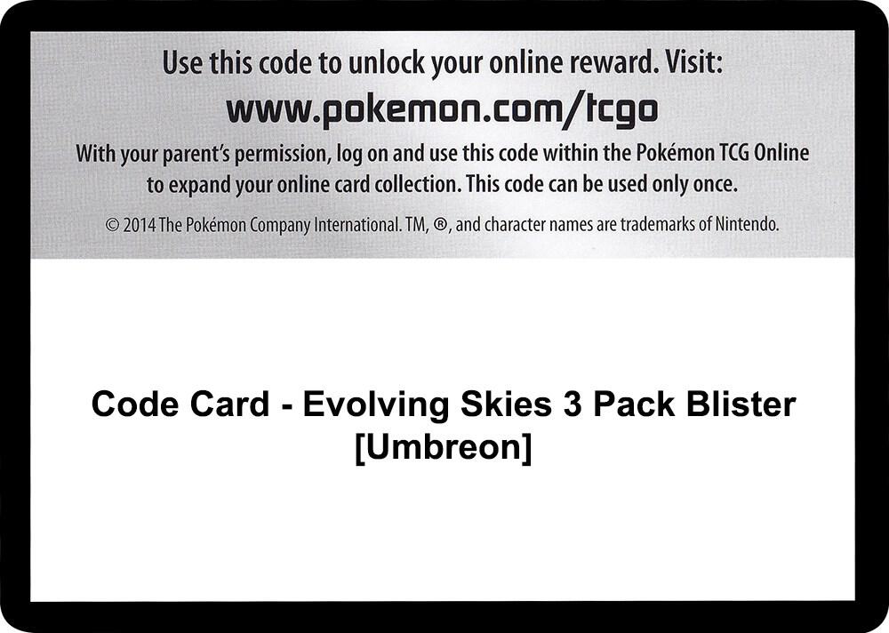 Code Card - Evolving Skies 3 Pack Blister [Umbreon] [SWSH07: Evolving Skies]