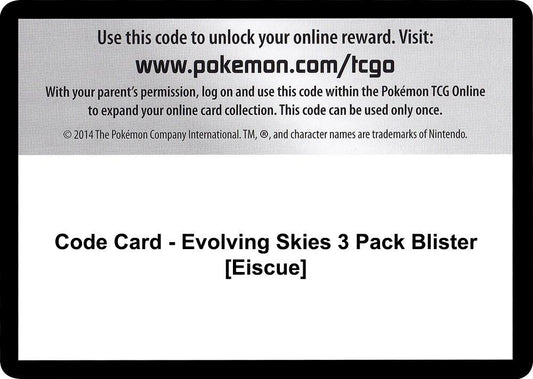 Code Card - Evolving Skies 3 Pack Blister [Eiscue] [SWSH07: Evolving Skies]
