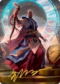 Teferi, Who Slows the Sunset Art Card (Gold-Stamped Signature) (10) [Art Series: Innistrad: Midnight Hunt]
