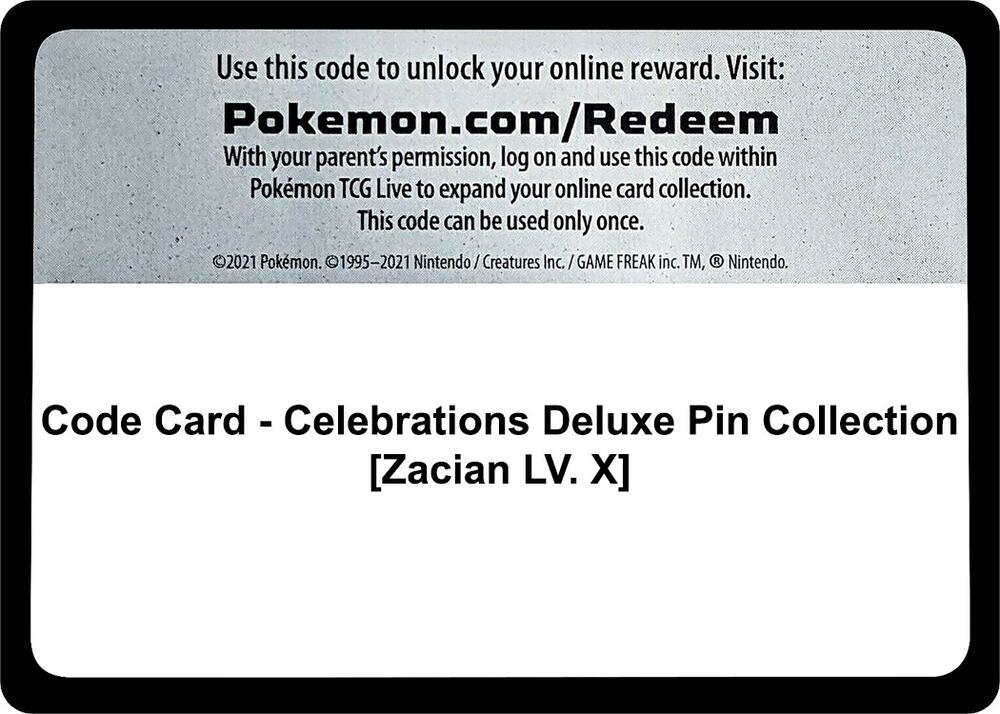 Code Card - Celebrations Deluxe Pin Collection [Zacian LV. X] [Celebrations]