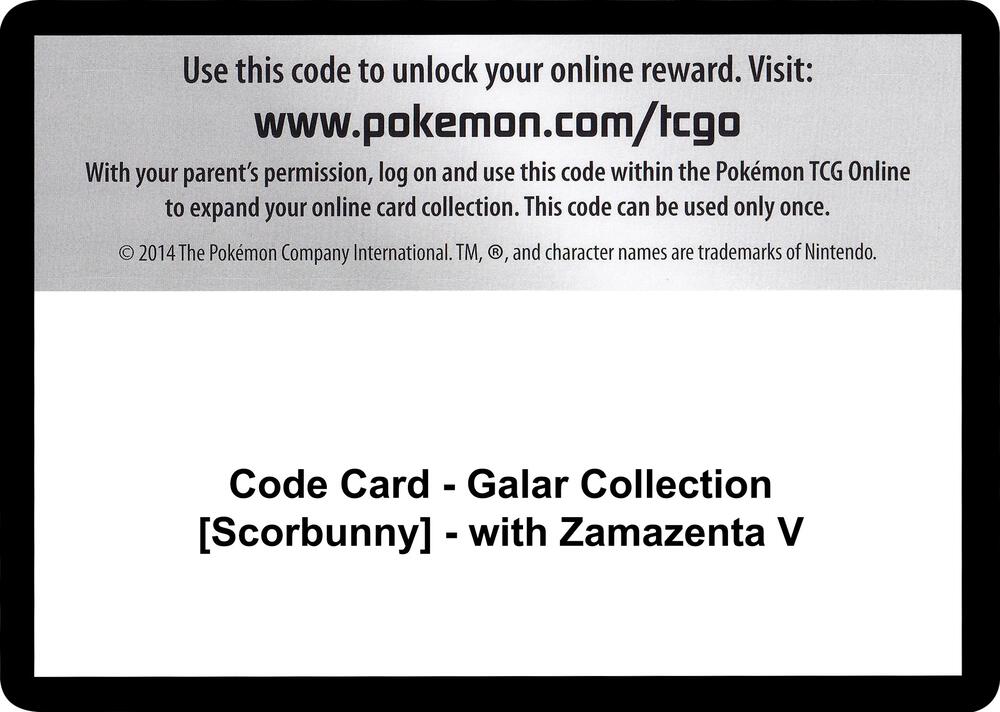Code Card - Galar Collection [Scorbunny] - with Zamazenta V [Miscellaneous Cards & Products]