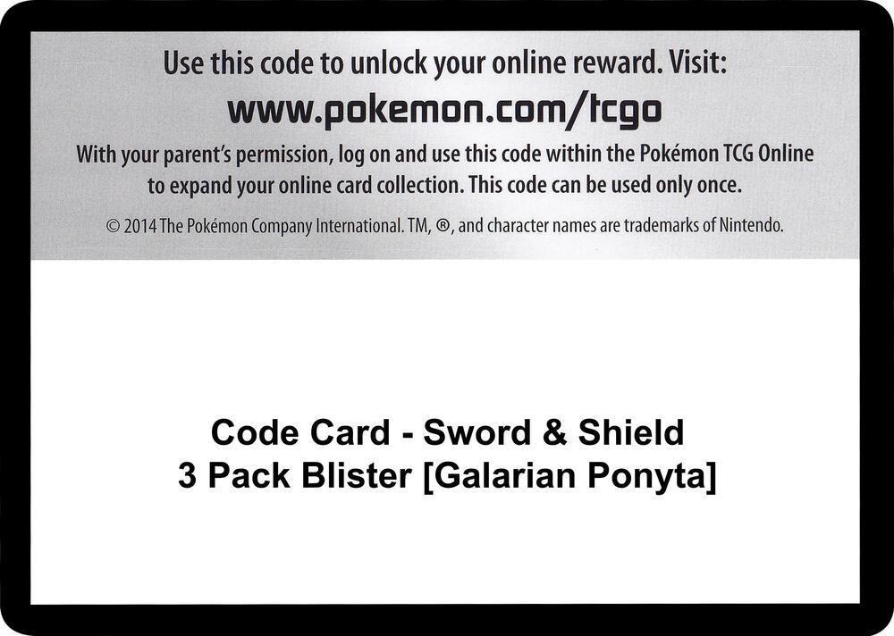 Code Card - Sword & Shield 3 Pack Blister [Galarian Ponyta] [SWSH01: Sword & Shield Base Set]