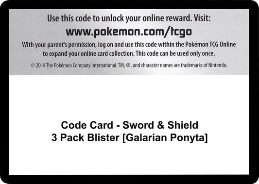 Code Card - Sword & Shield 3 Pack Blister [Galarian Ponyta] [SWSH01: Sword & Shield Base Set]