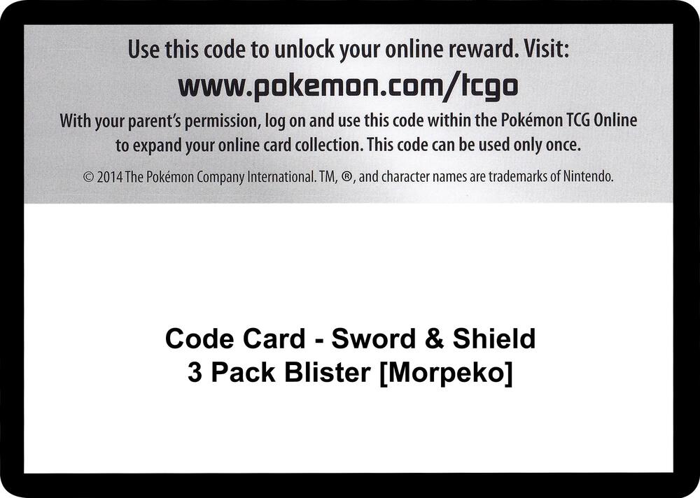 Code Card - Sword & Shield 3 Pack Blister [Morpeko] [SWSH01: Sword & Shield Base Set]