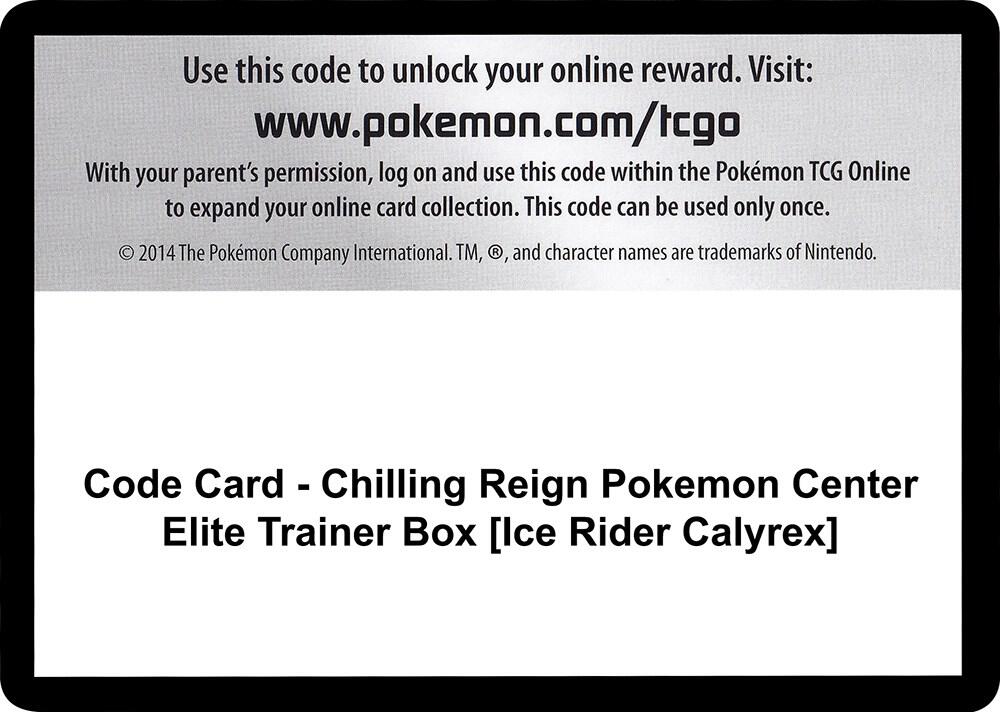 Code Card - Chilling Reign Pokemon Center Elite Trainer Box [Ice Rider Calyrex] [SWSH06: Chilling Reign]