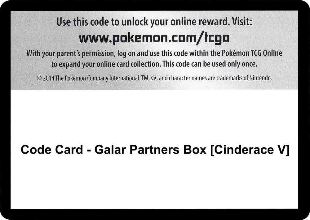 Code Card - Galar Partners Box [Cinderace V] [SWSH01: Sword & Shield Base Set]