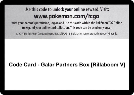 Code Card - Galar Partners Box [Rillaboom V] [SWSH01: Sword & Shield Base Set]
