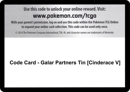 Code Card - Galar Partners Tin [Cinderace V] [SWSH01: Sword & Shield Base Set]