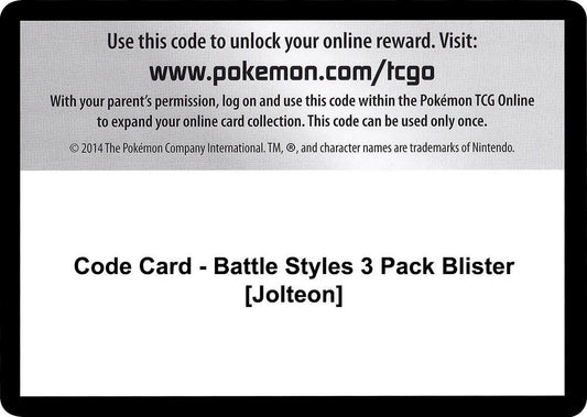 Code Card - Battle Styles 3 Pack Blister [Jolteon] [SWSH05: Battle Styles]