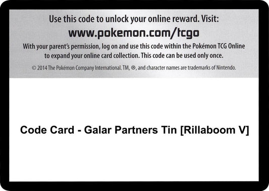 Code Card - Galar Partners Tin [Rillaboom V] [SWSH01: Sword & Shield Base Set]