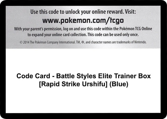 Code Card - Battle Styles Elite Trainer Box [Rapid Strike Urshifu] (Blue) [SWSH05: Battle Styles]