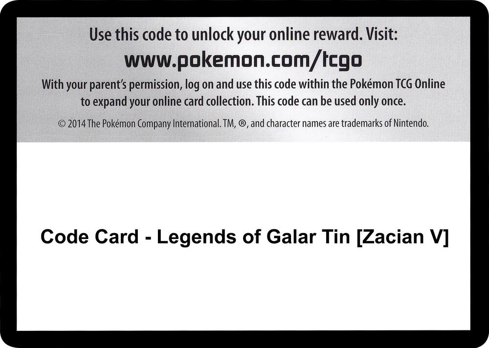Code Card - Legends of Galar Tin [Zacian V] [SWSH02: Rebel Clash]