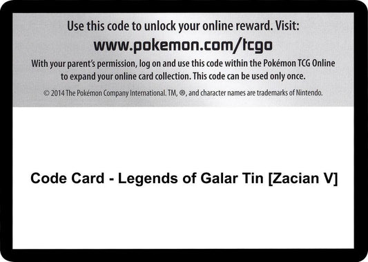 Code Card - Legends of Galar Tin [Zacian V] [SWSH02: Rebel Clash]