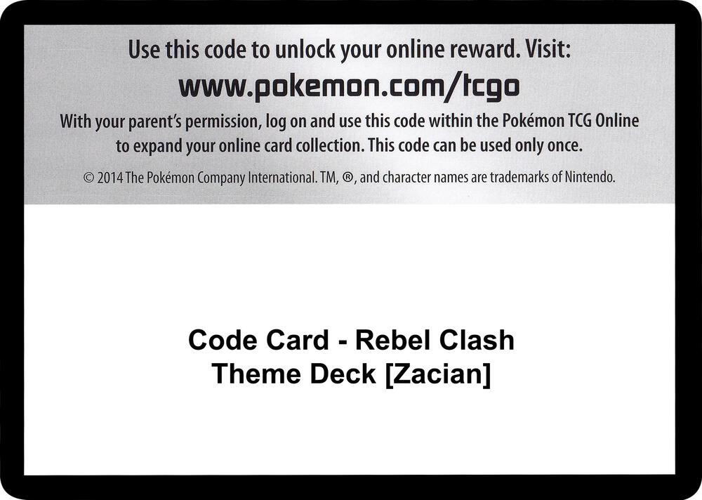 Code Card - Rebel Clash Theme Deck [Zacian] [SWSH02: Rebel Clash]