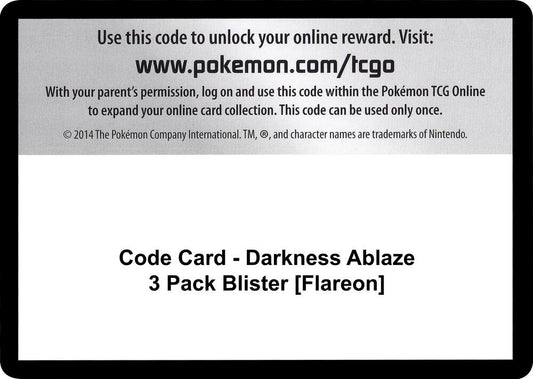 Code Card - Darkness Ablaze 3 Pack Blister [Flareon] [SWSH03: Darkness Ablaze]