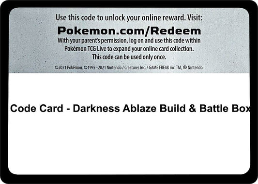 Code Card - Darkness Ablaze Build & Battle Box [SWSH03: Darkness Ablaze]