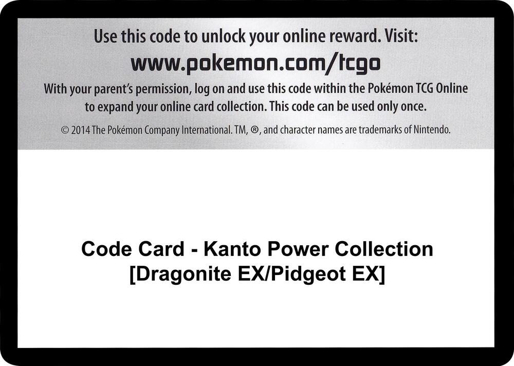 Code Card - Kanto Power Collection [Dragonite EX/Pidgeot EX] [XY - Evolutions]