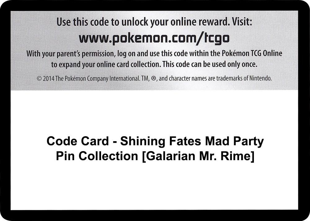 Code Card - Shining Fates Mad Party Pin Collection [Galarian Mr. Rime] [Shining Fates]