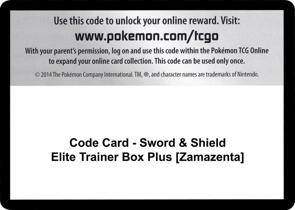 Code Card - Sword & Shield Elite Trainer Box Plus [Zamazenta] [SWSH04: Vivid Voltage]