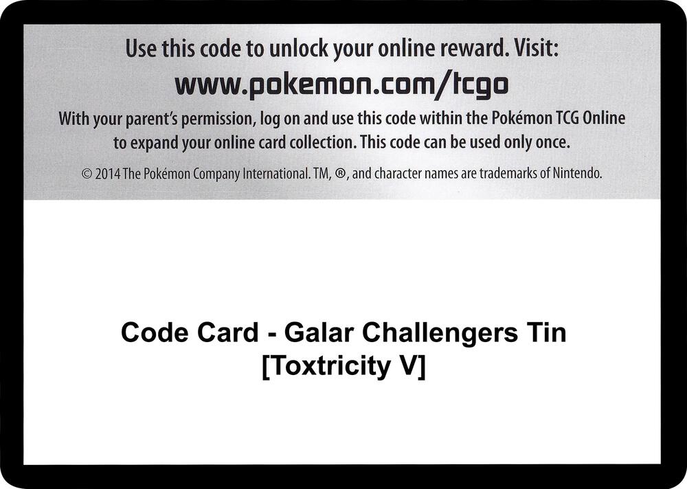 Code Card - Galar Challengers Tin [Toxtricity V] [Miscellaneous Cards & Products]