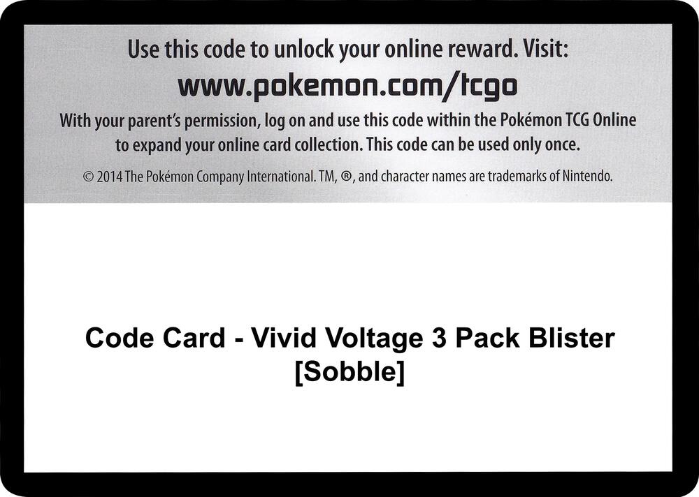 Code Card - Vivid Voltage 3 Pack Blister [Sobble] [SWSH04: Vivid Voltage]