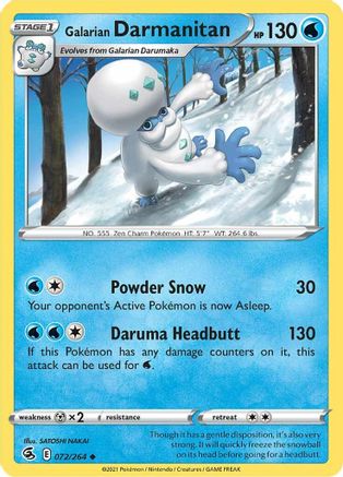 Galarian Darmanitan 072/264  SWSH08 Fusion Strike - Uncommon