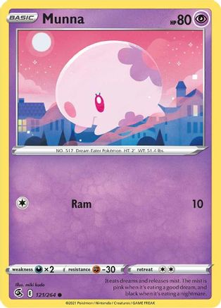 Munna 121/264  - Reverse Holofoil SWSH08 Fusion Strike - Common