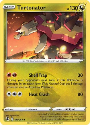 Turtonator 198/264  - Reverse Holofoil SWSH08 Fusion Strike - Uncommon