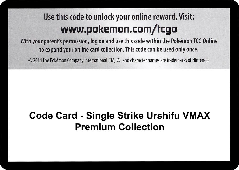 Code Card - Single Strike Urshifu VMAX Premium Collection [SWSH08: Fusion Strike]