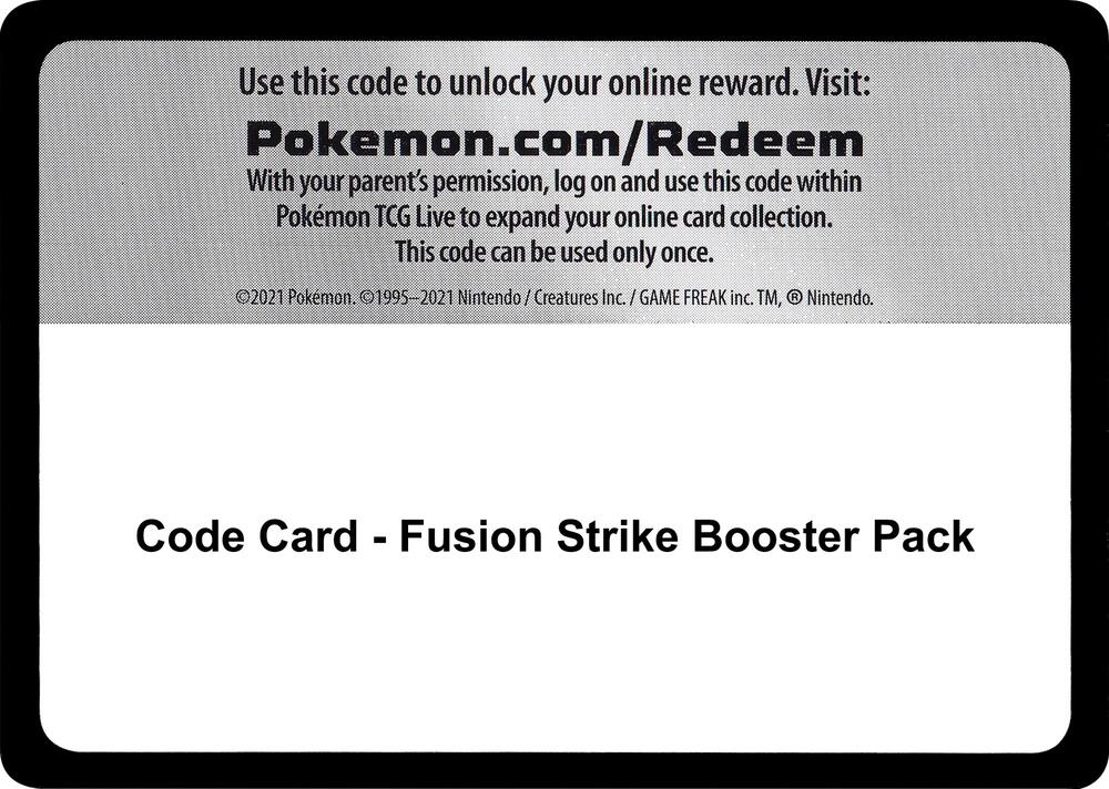 Code Card - Fusion Strike Booster Pack [SWSH08: Fusion Strike]