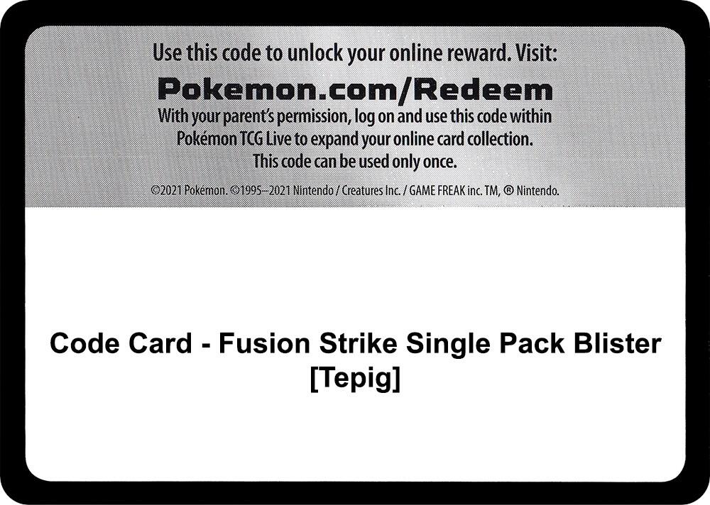 Code Card - Fusion Strike Single Pack Blister [Tepig] [SWSH08: Fusion Strike]