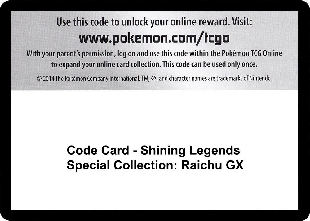 Code Card - Shining Legends Special Collection: Raichu GX [Shining Legends]