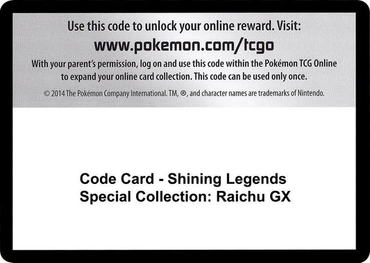 Code Card - Shining Legends Special Collection: Raichu GX [Shining Legends]