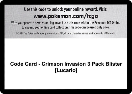 Code Card - Crimson Invasion 3 Pack Blister [Lucario] [SM - Crimson Invasion]