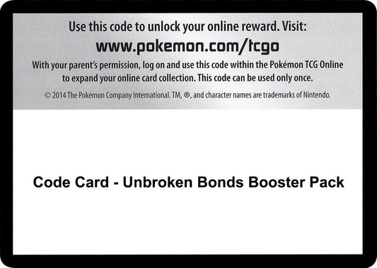 Code Card - Unbroken Bonds Booster Pack [SM - Unbroken Bonds]
